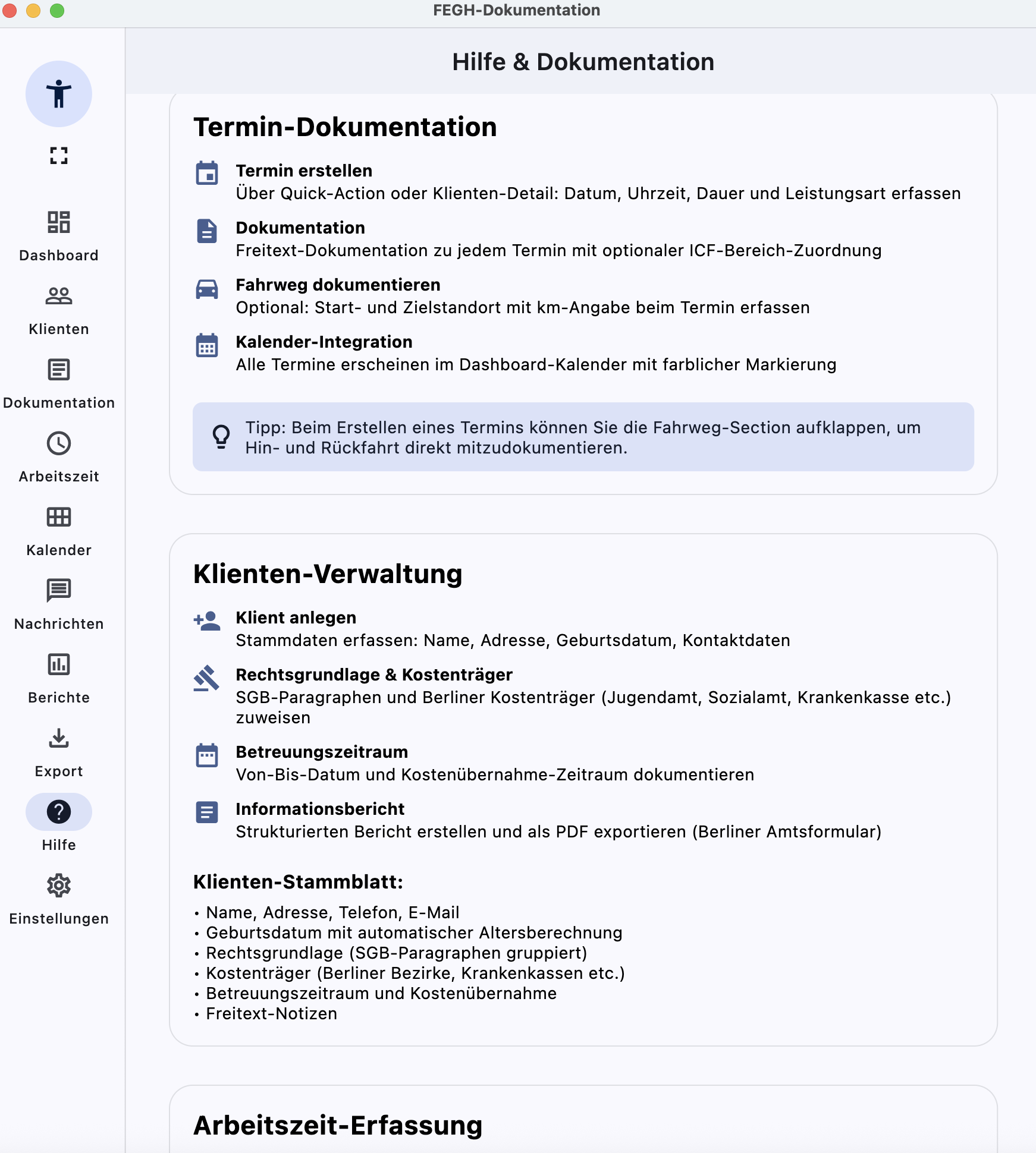 FEGH Hilfe & Dokumentation mit Anleitungen